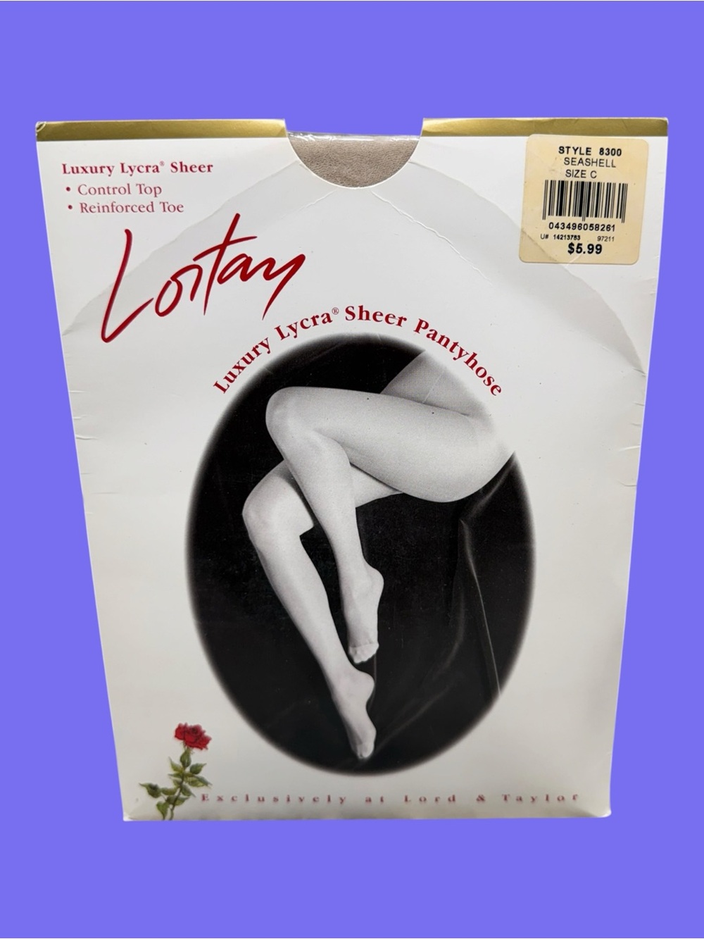 Vtg Lortay Lord & Taylor Luxury Lycra Sheer Control Top Pantyhose Seashell C